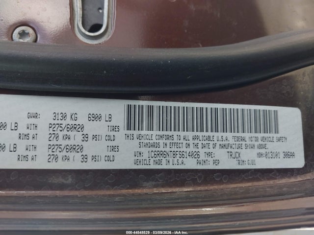 Продажа на аукционе авто 2015 Ram 1500 Laramie, vin: 1C6RR6NT8FS614026, номер лота: 44548529