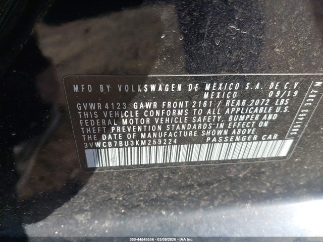 2019 Volkswagen Jetta 1.4t R-line/1.4t S/1.4t Se მანქანა იყიდება აუქციონზე, vin: 3VWCB7BU3KM259224, აუქციონის ნომერი: 44548556