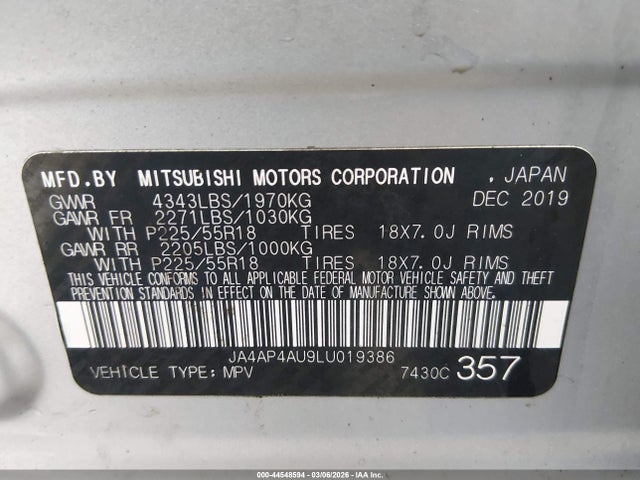 2020 MITSUBISHI OUTLANDER SPORT JA4AP4AU9LU019386 Photo 8