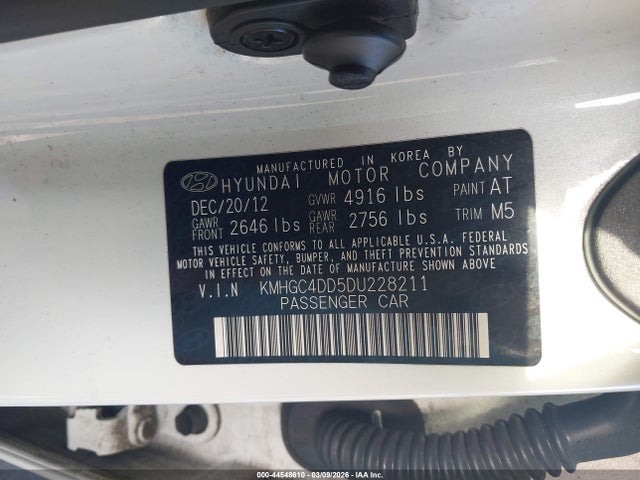 Aukcja sprzedaży 2013 Hyundai Genesis 3.8, vin: KMHGC4DD5DU228211, numer aukcji: 44548610