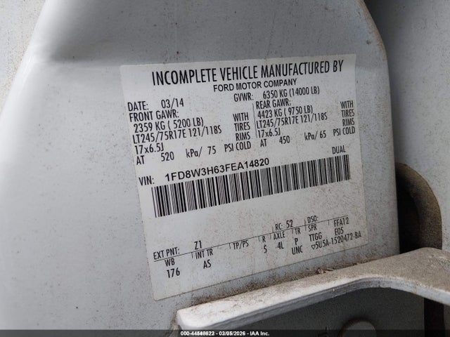 Ford F-350 Chassis Xl 2015 1FD8W3H63FEA14820 Image 9