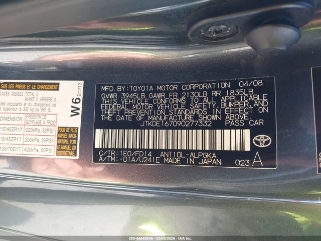 2009 SCION TC JTKDE167090277332 Photo 8