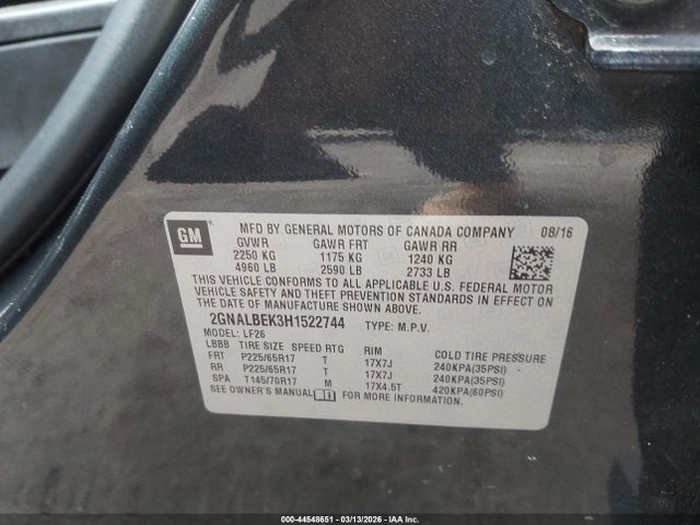 Продаж на аукціоні авто 2017 Chevrolet Equinox Ls, vin: 2GNALBEK3H1522744, номер лоту: 44548651