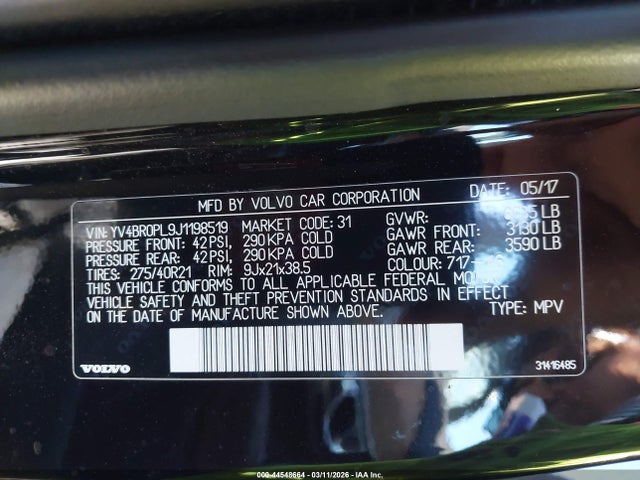 YV4BR0PL9J1198519 Volvo Xc90 Hybrid T8 Inscription
