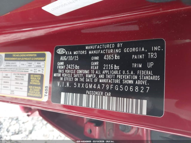 5XXGM4A79FG506827 KIA Optima Lx