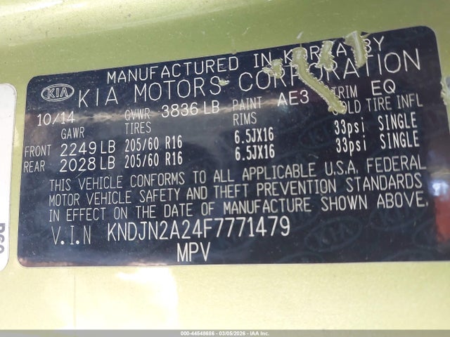KNDJN2A24F7771479 KIA Soul