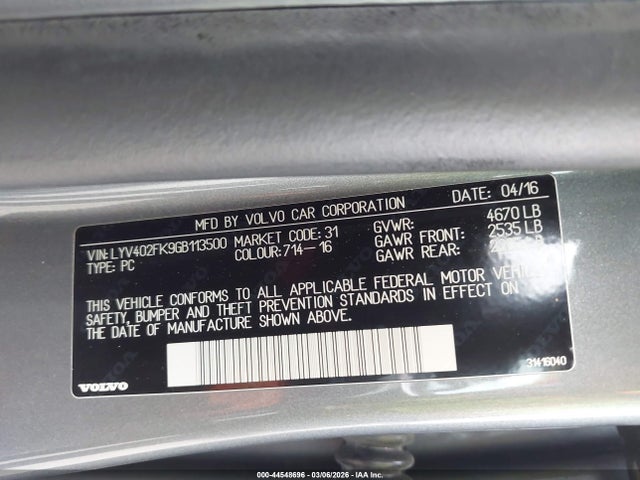 2016 VOLVO S60 INSCRIPTION LYV402FK9GB113500 Photo 8