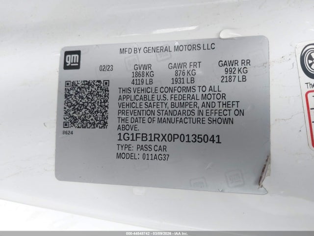 1G1FB1RX0P0135041 Chevrolet Camaro Rwd 1lt