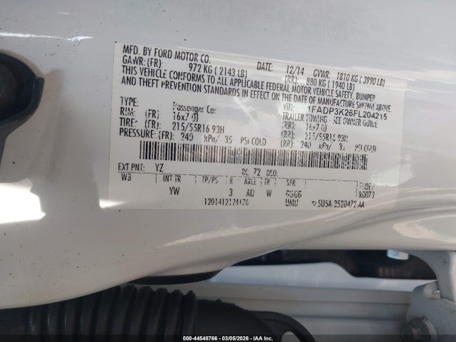Ford FOCUS SE 2015 1FADP3K26FL204215 Image 9