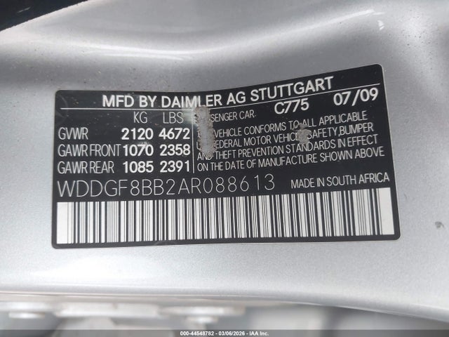 Aukcja sprzedaży 2010 Mercedes-benz C 300 Sport 4matic, vin: WDDGF8BB2AR088613, numer aukcji: 44548782
