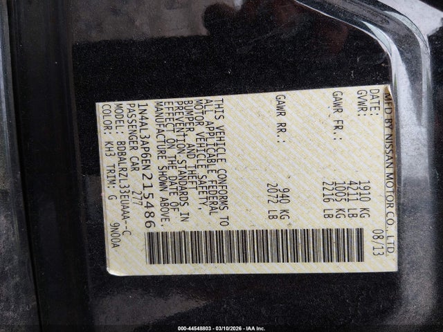 Nissan Altima 2.5 S 2014 1N4AL3AP6EN215486 Image 9