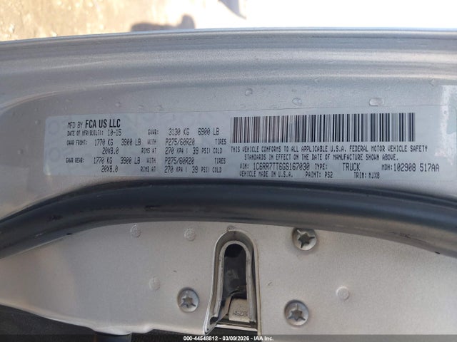 44548812 :رقم المزاد ، 1C6RR7TT6GS167030 vin ، 2016 Ram 1500 Big Horn مزاد بيع