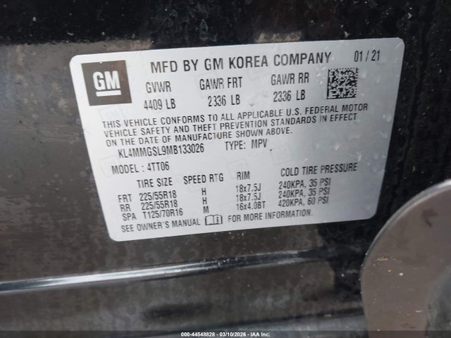 2021 Buick Encore Gx Awd Essence მანქანა იყიდება აუქციონზე, vin: KL4MMGSL9MB133026, აუქციონის ნომერი: 44548828