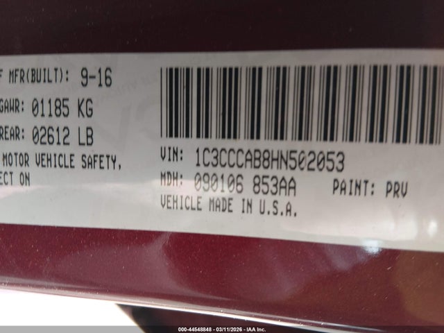 Продажа на аукционе авто 2017 Chrysler 200 Limited Platinum, vin: 1C3CCCAB8HN502053, номер лота: 44548848