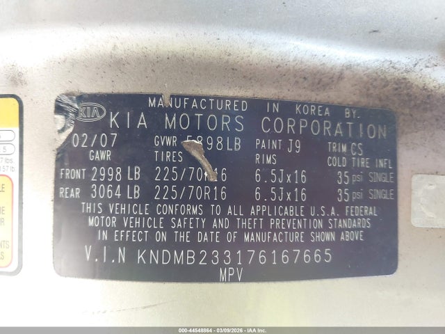 2007 KIA SEDONA KNDMB233176167665 Photo 8