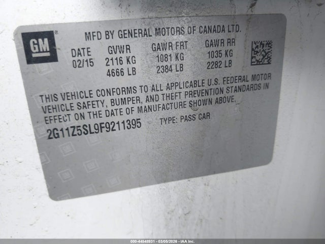Chevrolet IMPALA LS 2015 2G11Z5SL9F9211395 Image 9