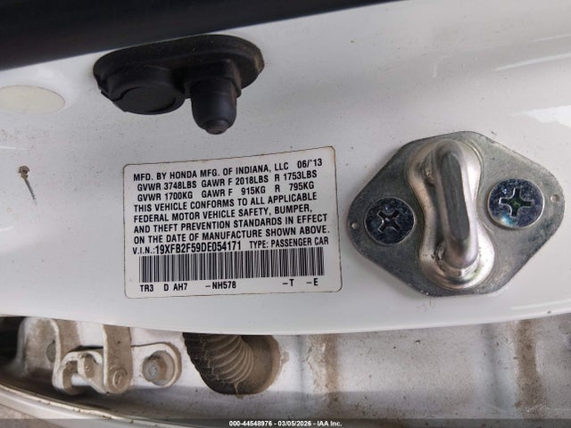 44548976 :رقم المزاد ، 19XFB2F59DE054171 vin ، 2013 Honda Civic Lx مزاد بيع