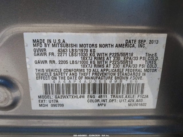 2014 MITSUBISHI OUTLANDER SPORT 4A4AP4AU3EE008766 Photo 8