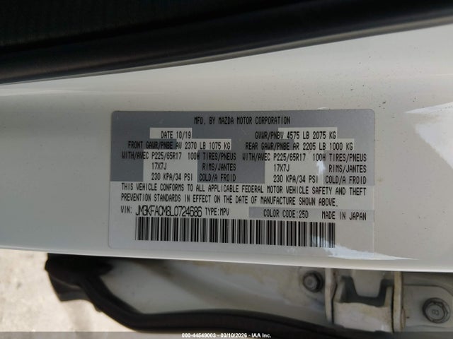 Продаж на аукціоні авто 2020 Mazda Cx-5 Touring, vin: JM3KFACM8L0724686, номер лоту: 44549003