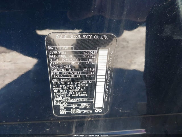 Продаж на аукціоні авто 2021 Infiniti Qx50 Luxe Awd, vin: 3PCAJ5BB3MF100632, номер лоту: 44549031