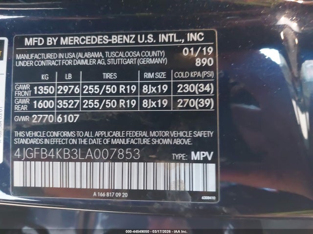 Продаж на аукціоні авто 2020 Mercedes-benz Gle 350 4matic, vin: 4JGFB4KB3LA007853, номер лоту: 44549050
