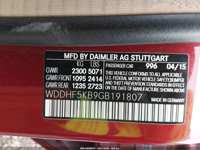 44549070 :رقم المزاد ، WDDHF5KB9GB191807 vin ، 2016 Mercedes-benz E 350 مزاد بيع