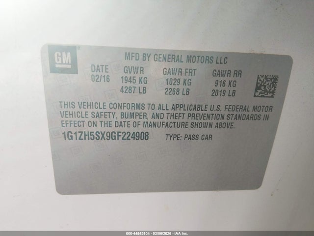 1G1ZH5SX9GF224908 Chevrolet Malibu Premier