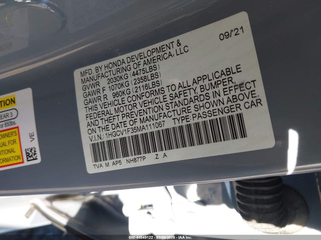 1HGCV1F35MA111067 Honda Accord Sport