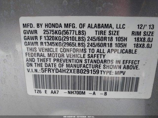Продаж на аукціоні авто 2014 Acura Mdx, vin: 5FRYD4H2XEB029159, номер лоту: 44549146