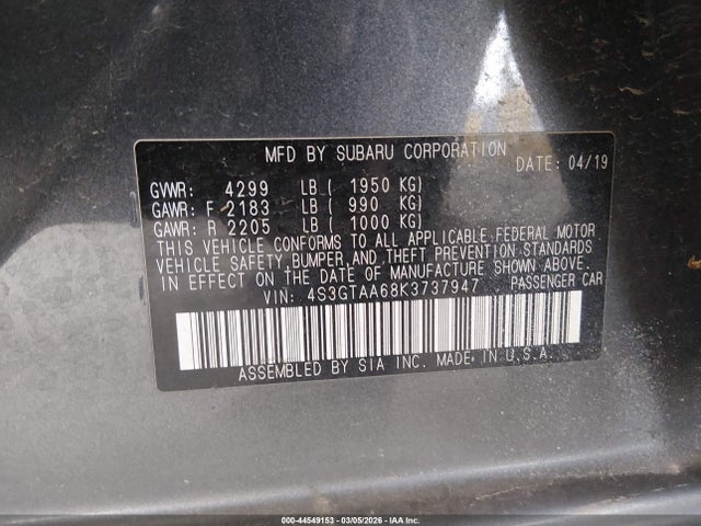 Subaru Impreza 2.0i 2019 4S3GTAA68K3737947 Image 9