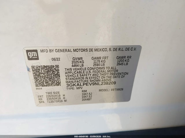 Продаж на аукціоні авто 2022 Gmc Terrain Fwd Slt, vin: 3GKALPEV9NL238209, номер лоту: 44549190