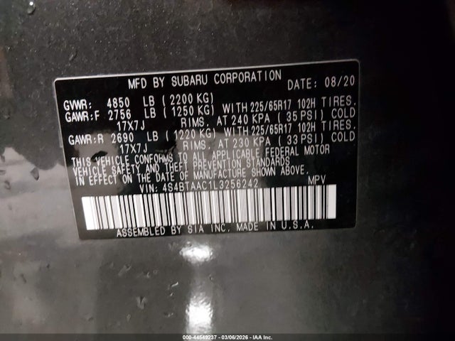 2020 SUBARU OUTBACK 4S4BTAAC1L3256242 Photo 8