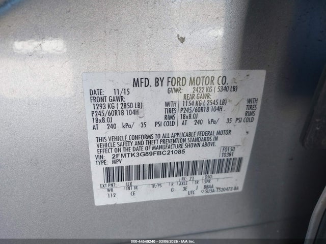 Ford EDGE SE 2015 2FMTK3G89FBC21085 Image 9