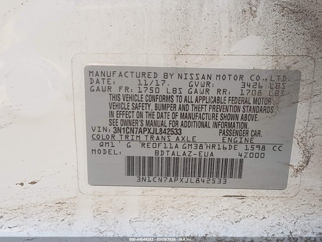 Nissan Versa 1.6 S+ 2018 3N1CN7APXJL842533 Image 9
