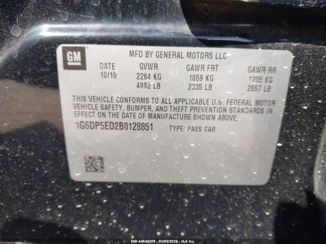Продажа на аукционе авто 2011 Cadillac Cts Premium, vin: 1G6DP5ED2B0128851, номер лота: 44549309