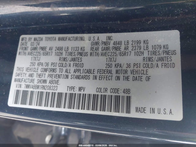 44549315 :رقم المزاد ، 7MMVABBM1RN208323 vin ، 2024 Mazda Cx-50 2.5 S Preferred مزاد بيع