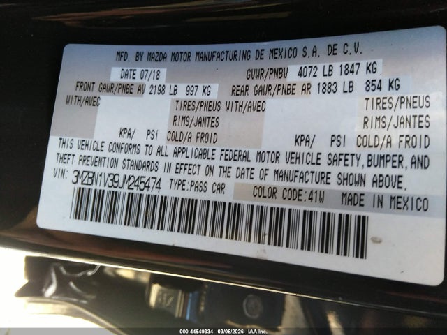 3MZBN1V39JM245474 Mazda Mazda3 Touring