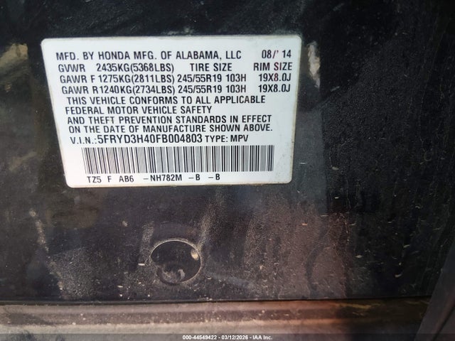Продаж на аукціоні авто 2015 Acura Mdx Technology Package, vin: 5FRYD3H40FB004803, номер лоту: 44549422