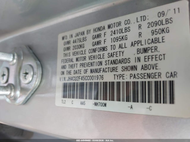 Продажа на аукционе авто 2012 Acura Tsx 2.4, vin: JH4CU2F45CC001976, номер лота: 44549465