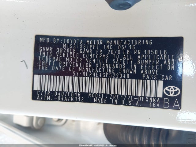 Toyota Corolla Le Plus 2016 5YFBURHE4GP522048 Image 9