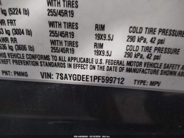 2023 Tesla Model Y Awd/long Range Dual Motor All-wheel Drive მანქანა იყიდება აუქციონზე, vin: 7SAYGDEE1PF599712, აუქციონის ნომერი: 44549546