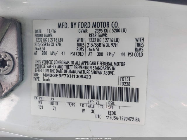 Ford Transit Connect Xlt 2017 NM0GE9F7XH1309423 Image 9