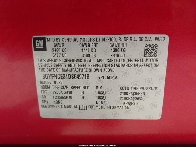 2013 CADILLAC SRX 3GYFNCE31DS649718 Photo 8