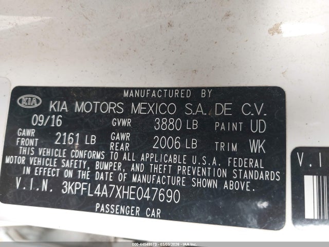 Aukcja sprzedaży 2017 Kia Forte S, vin: 3KPFL4A7XHE047690, numer aukcji: 44549573