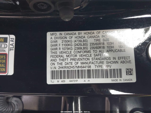 Honda Cr-v Awd Ex 2021 2HKRW2H57MH644198 Image 9