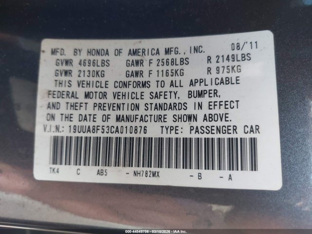 2012 ACURA TL 19UUA8F53CA010876 Photo 8