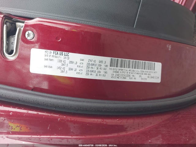 44549709 :رقم المزاد ، 2C4RC1FG7LR123295 vin ، 2020 Chrysler Pacifica Touring مزاد بيع