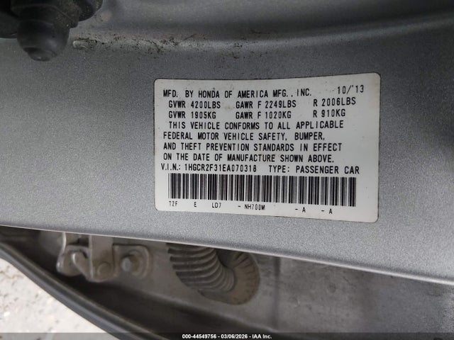 Honda ACCORD LX 2014 1HGCR2F31EA070318 Image 9