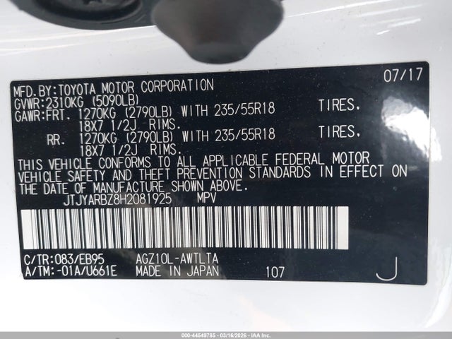Продажа на аукционе авто 2017 Lexus Nx 200t F Sport, vin: JTJYARBZ8H2081925, номер лота: 44549785