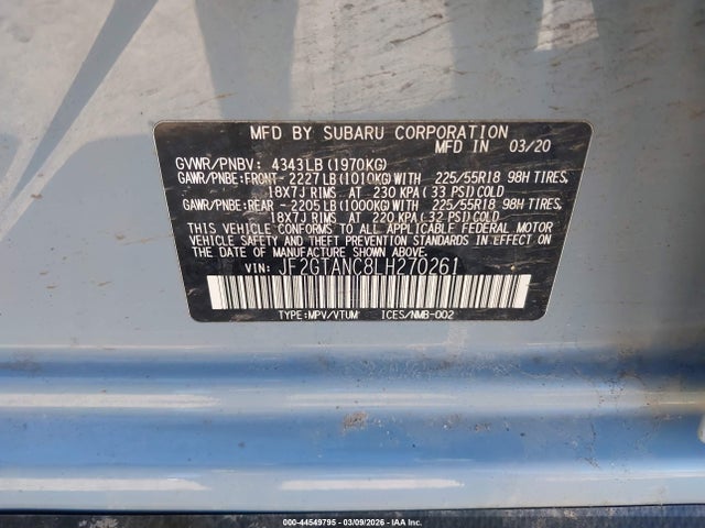 2020 SUBARU CROSSTREK JF2GTANC8LH270261 Photo 8
